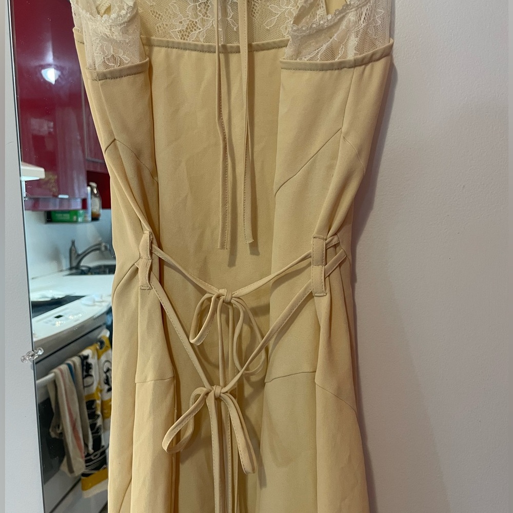 Light Yellow Layered Halter Mini Dress - Picture 6 of 7